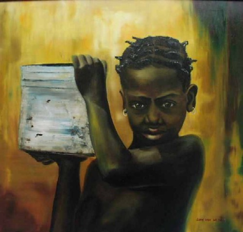 Nigeriaans meisje geschilderd door Artist