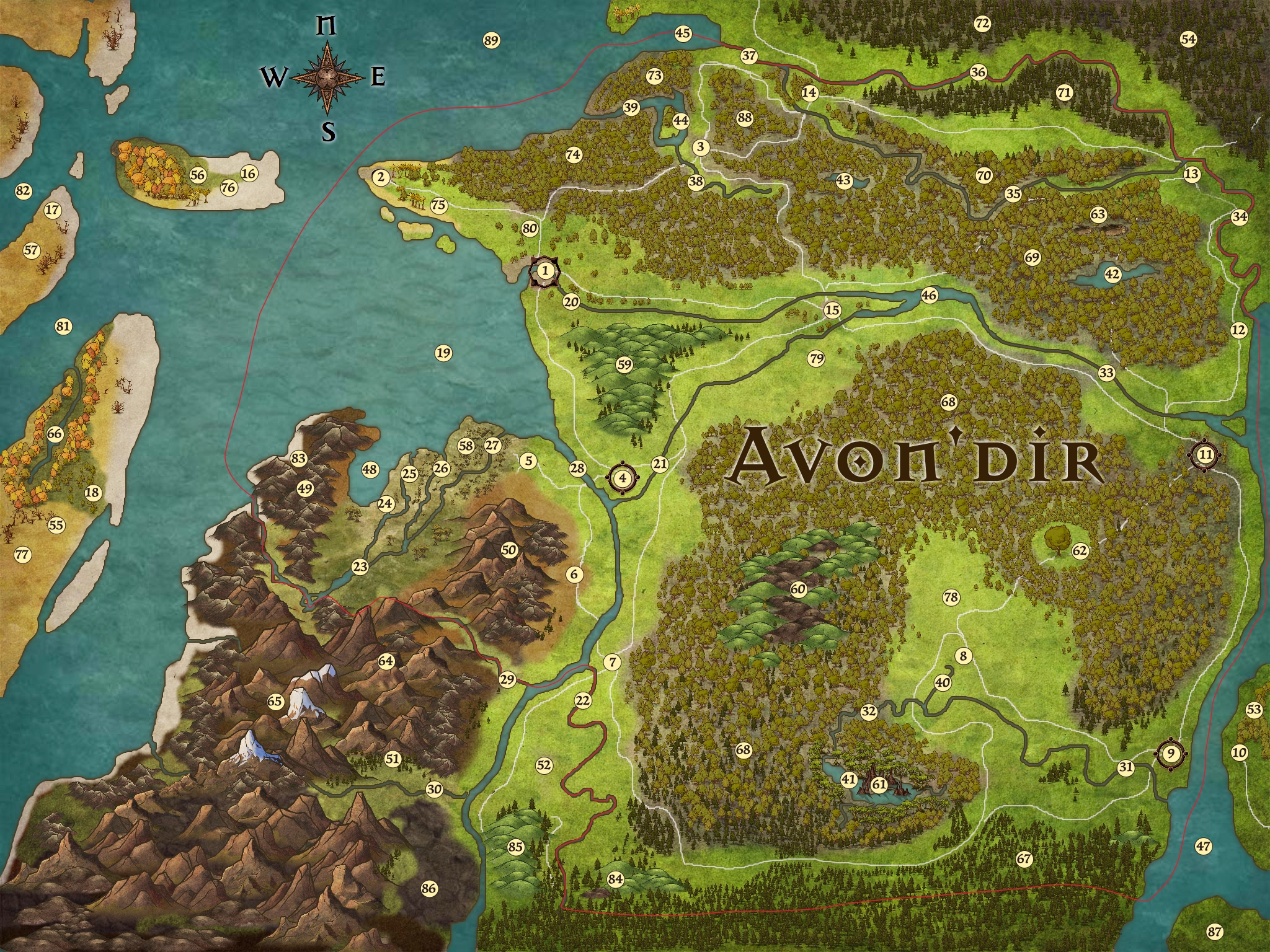 Avondir met legenda