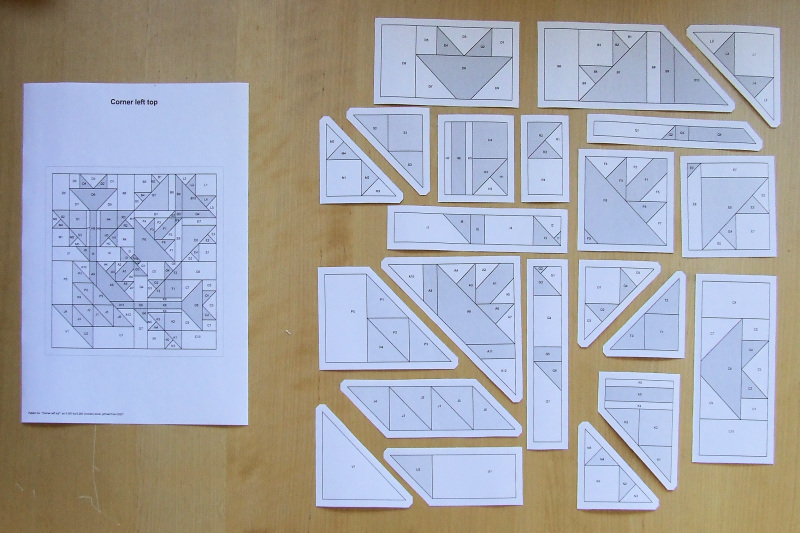 Paper piecing, the last cornerblock Paper piecing, the last cornerblock