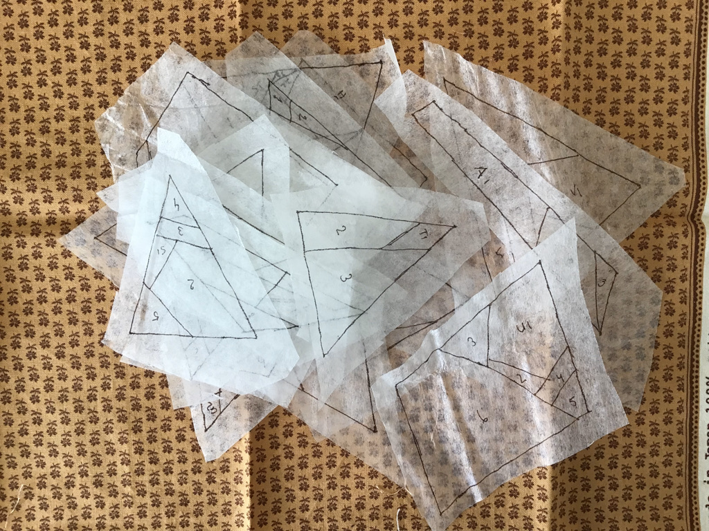 De paperpiecing patronen uit theezakjes papier
